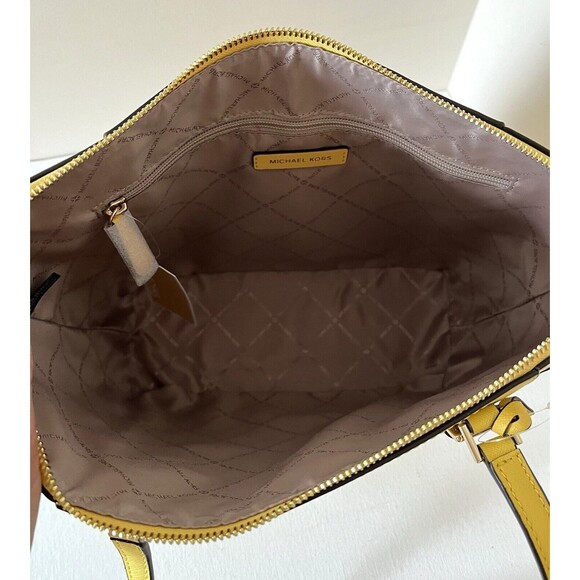 New Michael Kors Charlotte Large Shoulder Tote Saffiano Leather Golden Yellow - Picture 5 of 5